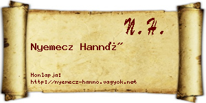 Nyemecz Hannó névjegykártya